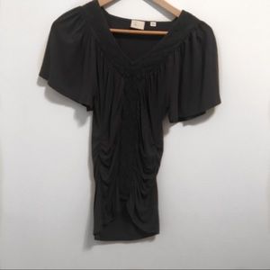 Anthro Postmark Blue Trifecta Ruched Top-Small